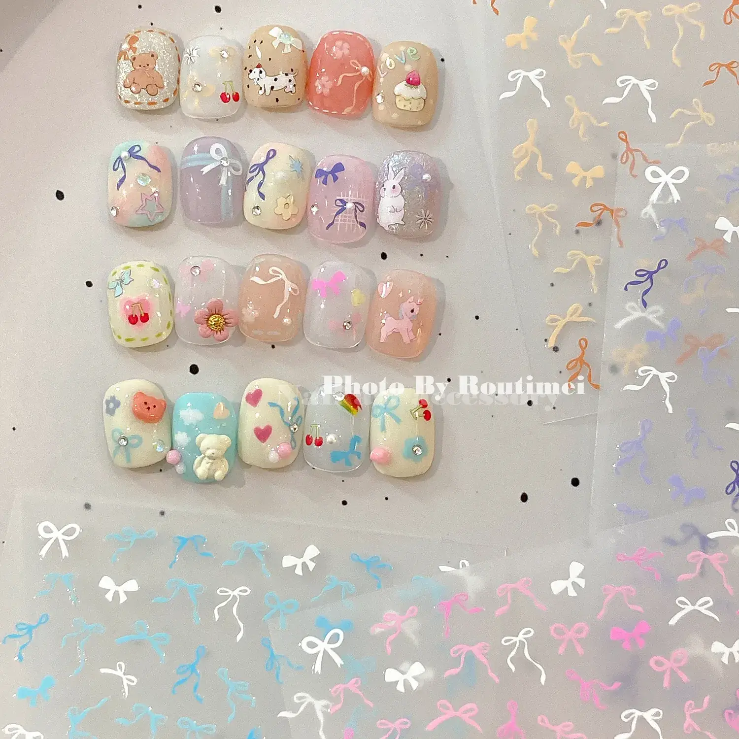 Joker Style Bow Nail Stickers Set of 12 - Image 6