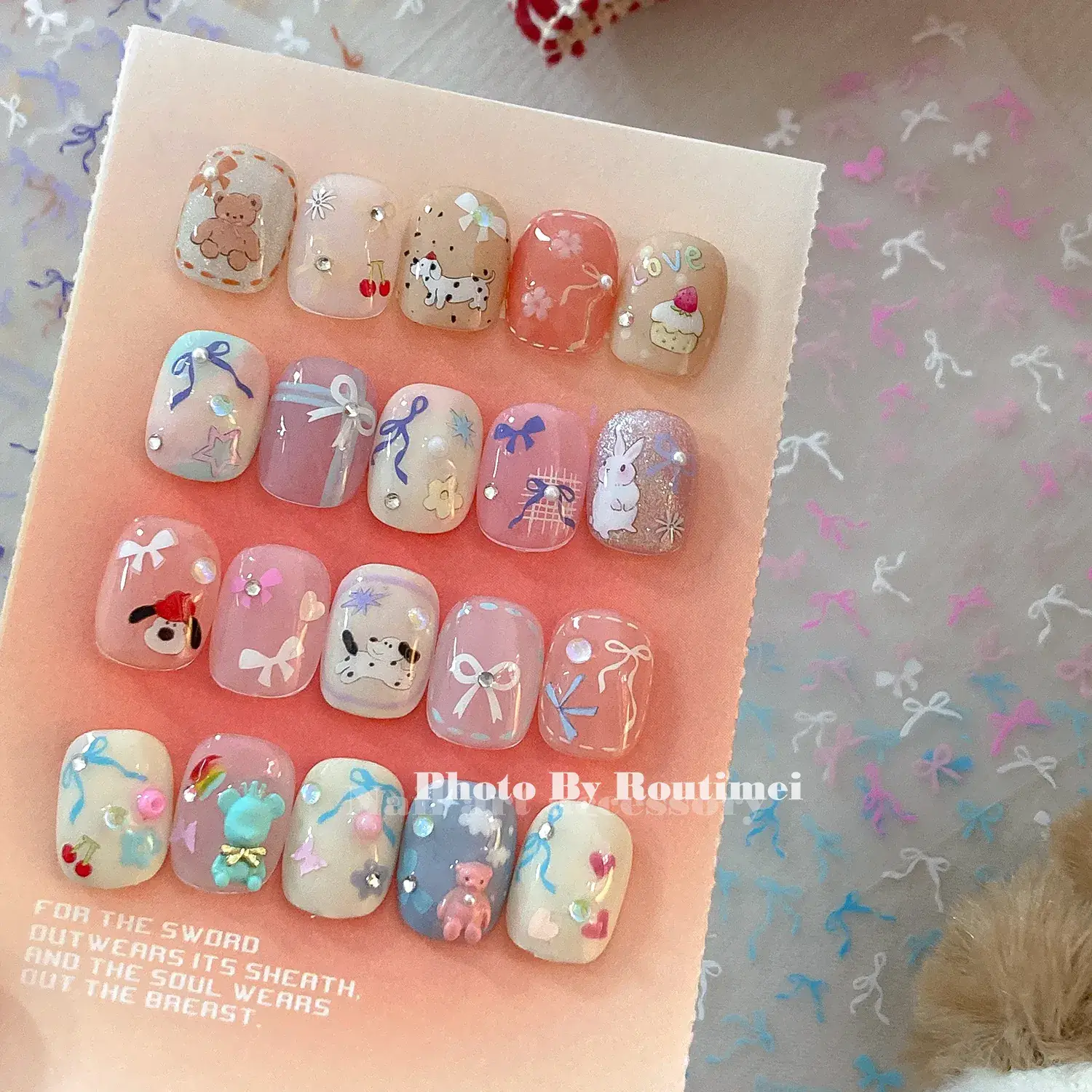 Joker Style Bow Nail Stickers Set of 12 - Image 7