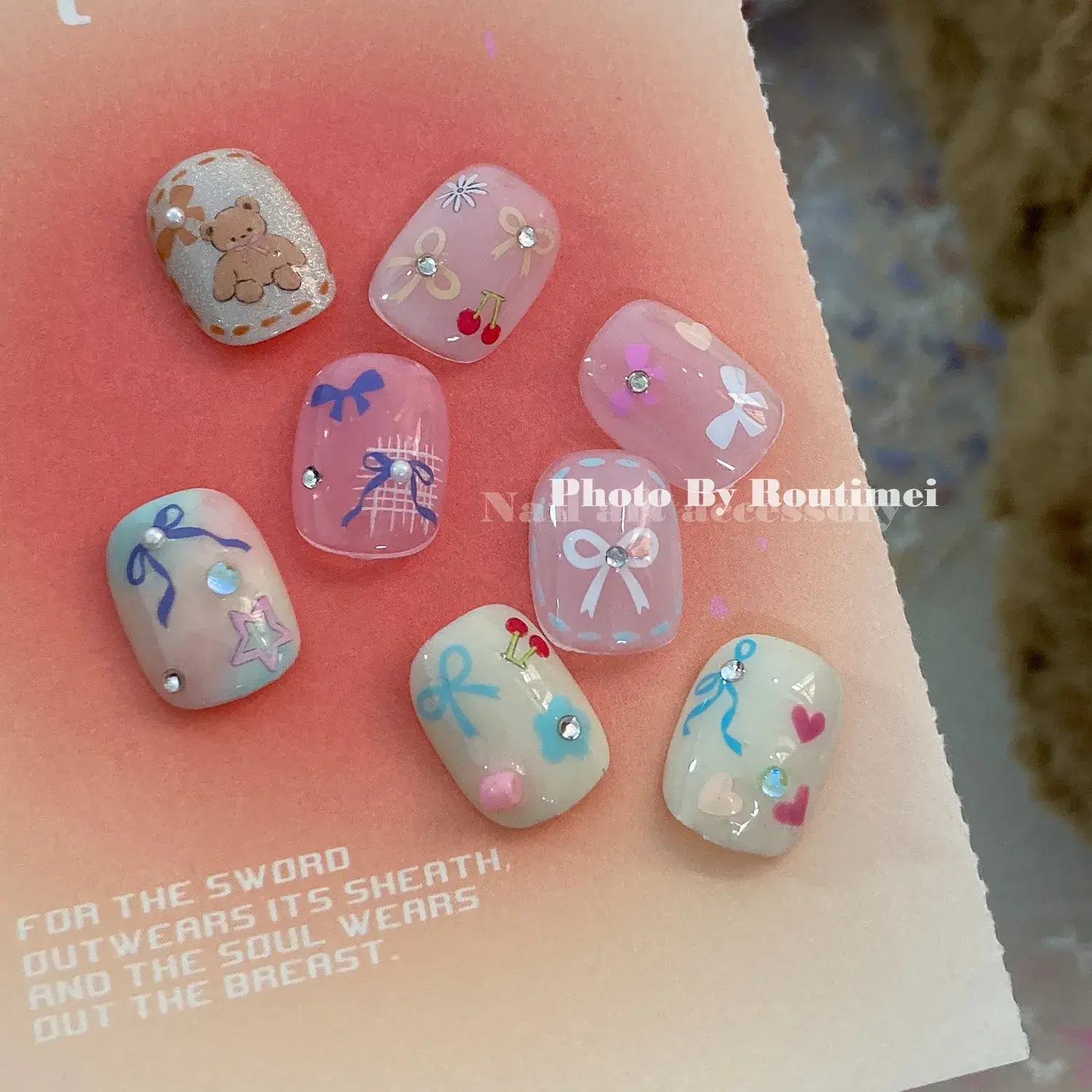 Joker Style Bow Nail Stickers Set of 12 - Image 9