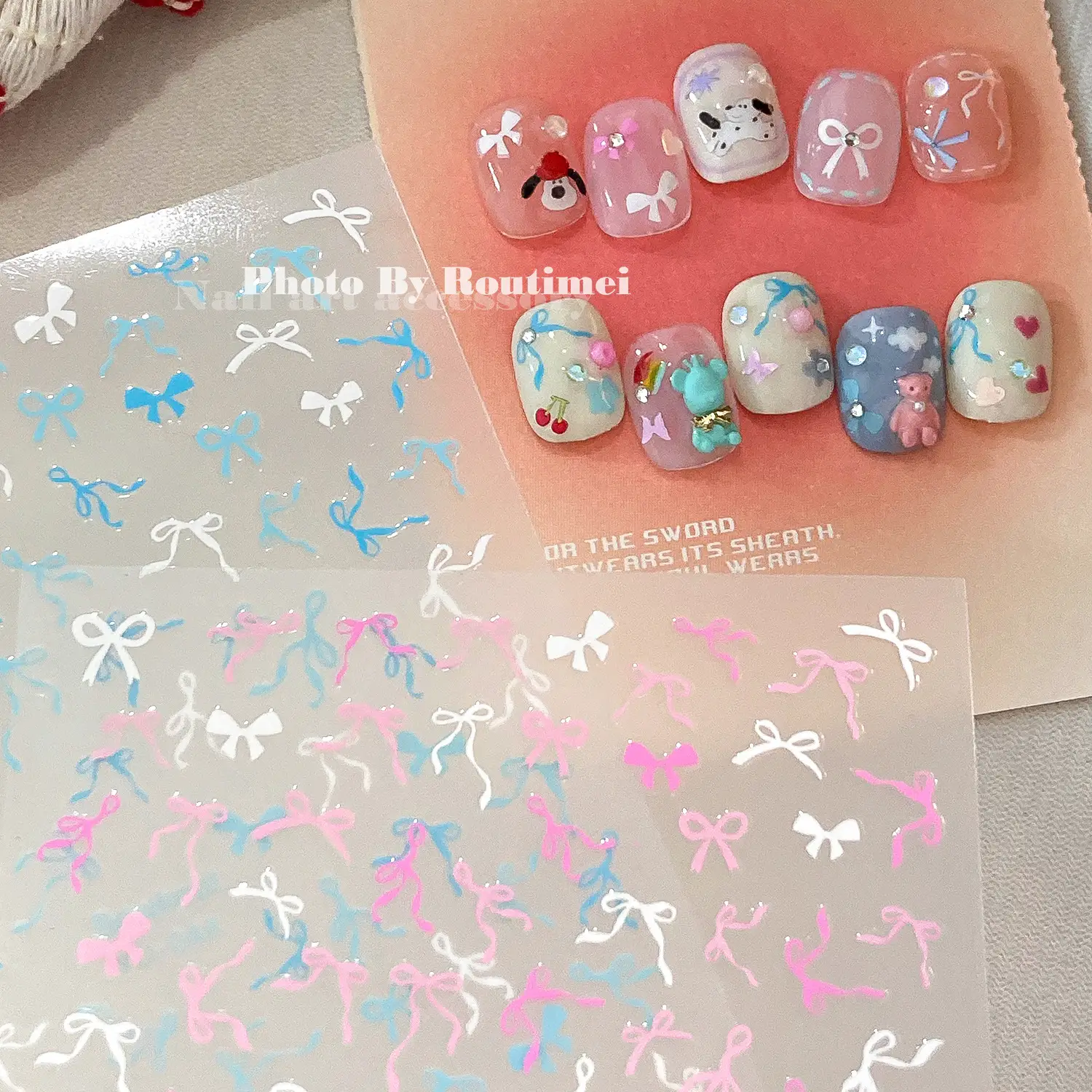 Joker Style Bow Nail Stickers Set of 12 — feature 19