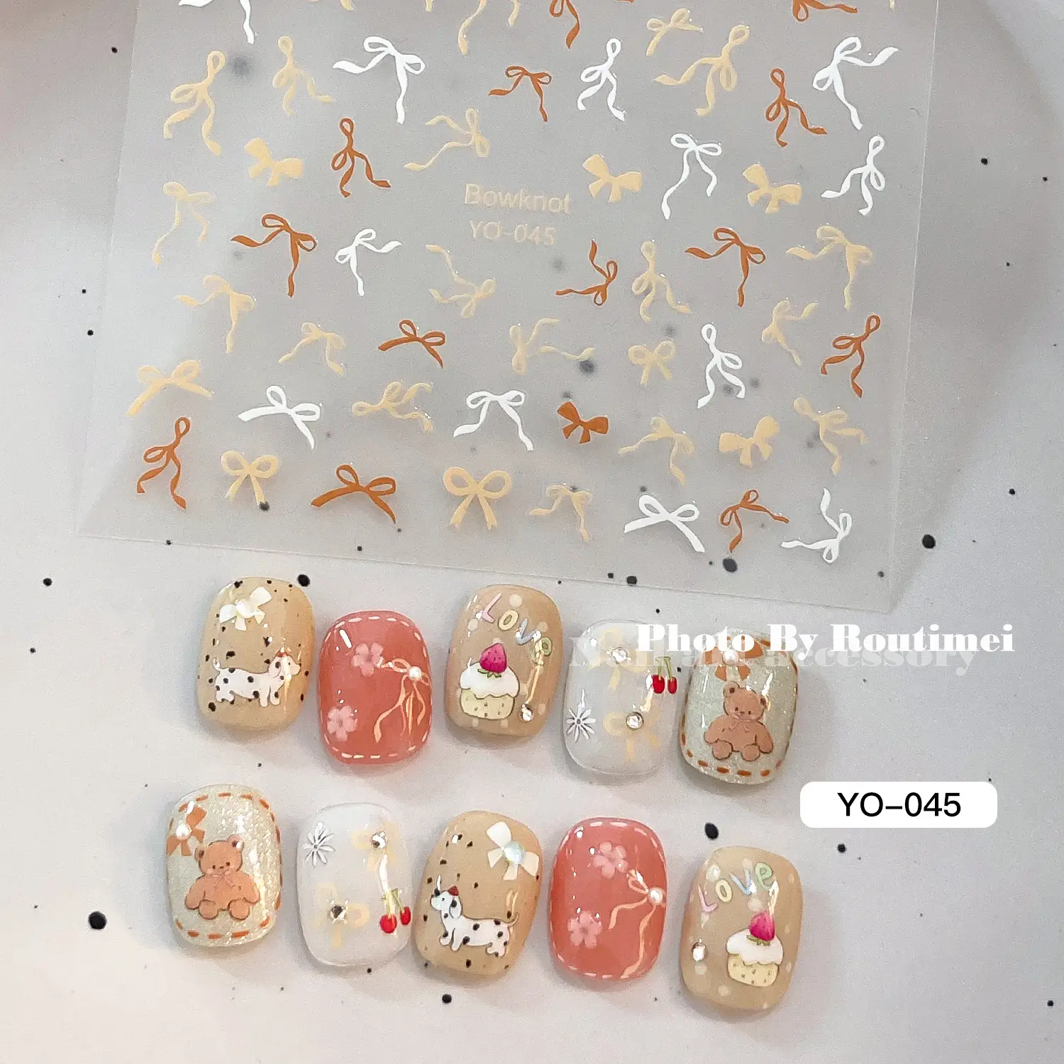 Joker Style Bow Nail Stickers Set of 12 — feature 6