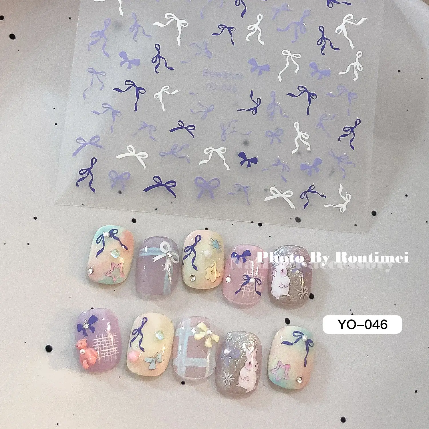 Joker Style Bow Nail Stickers Set of 12 — feature 7