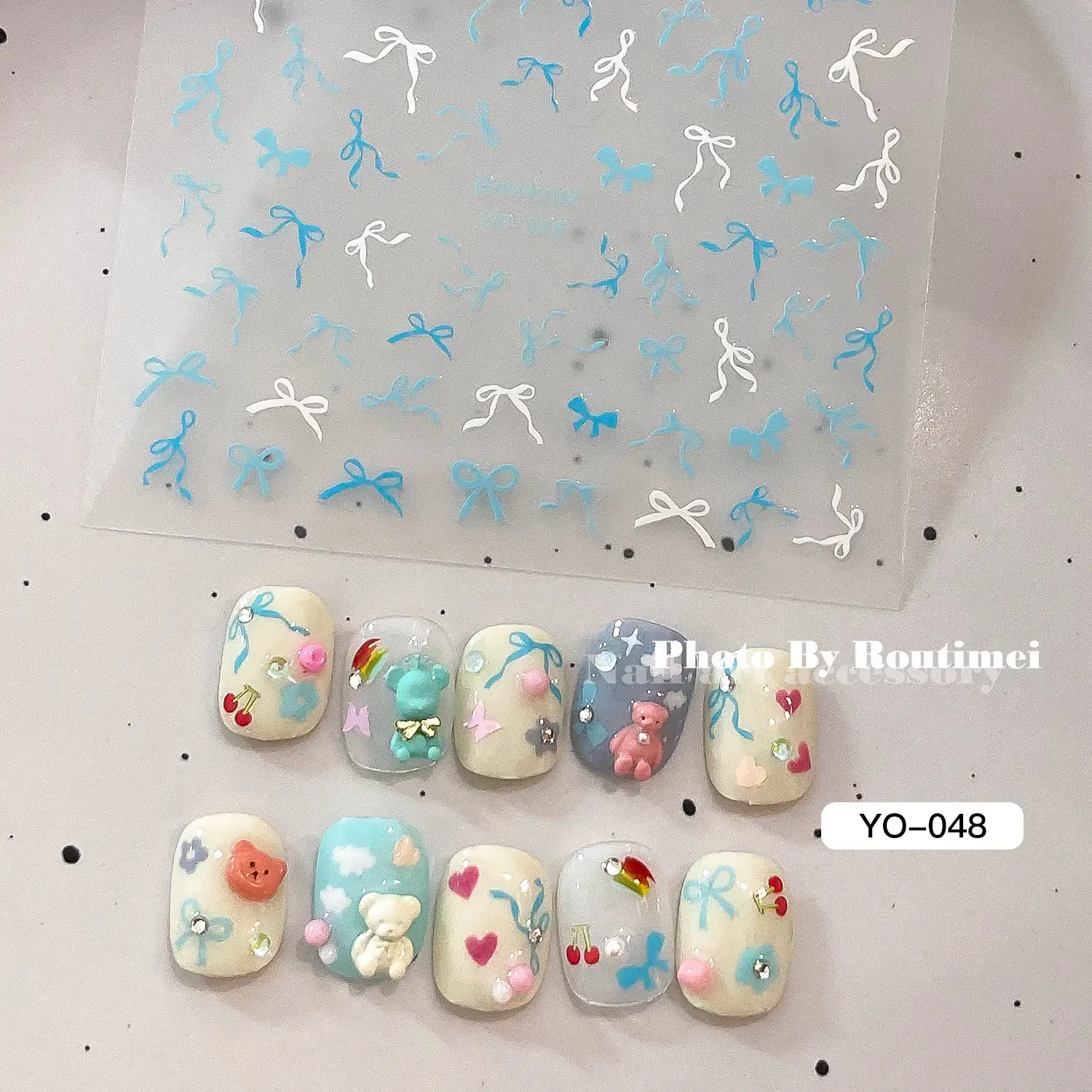Joker Style Bow Nail Stickers Set of 12 — feature 9