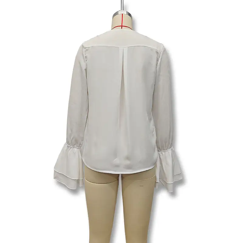 Spring 2025 V-Neck Ruffled Trumpet Shirt for Women — feature 31