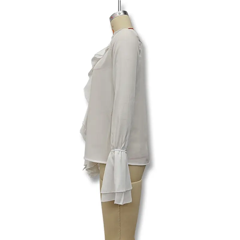 Spring 2025 V-Neck Ruffled Trumpet Shirt for Women — feature 32