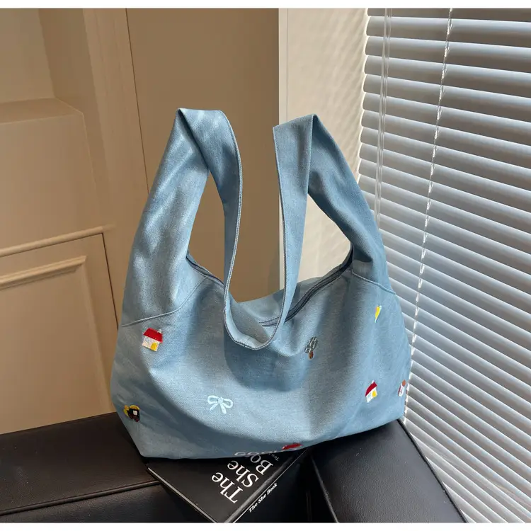 Blue Crossbody Denim Canvas Bag Large Capacity Women — feature 27