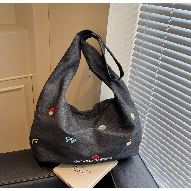 Blue Crossbody Denim Canvas Bag Large Capacity Women — feature 28