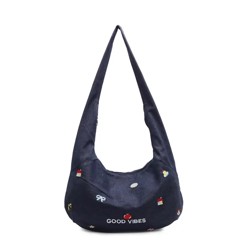 Blue Crossbody Denim Canvas Bag Large Capacity Women - Image 2