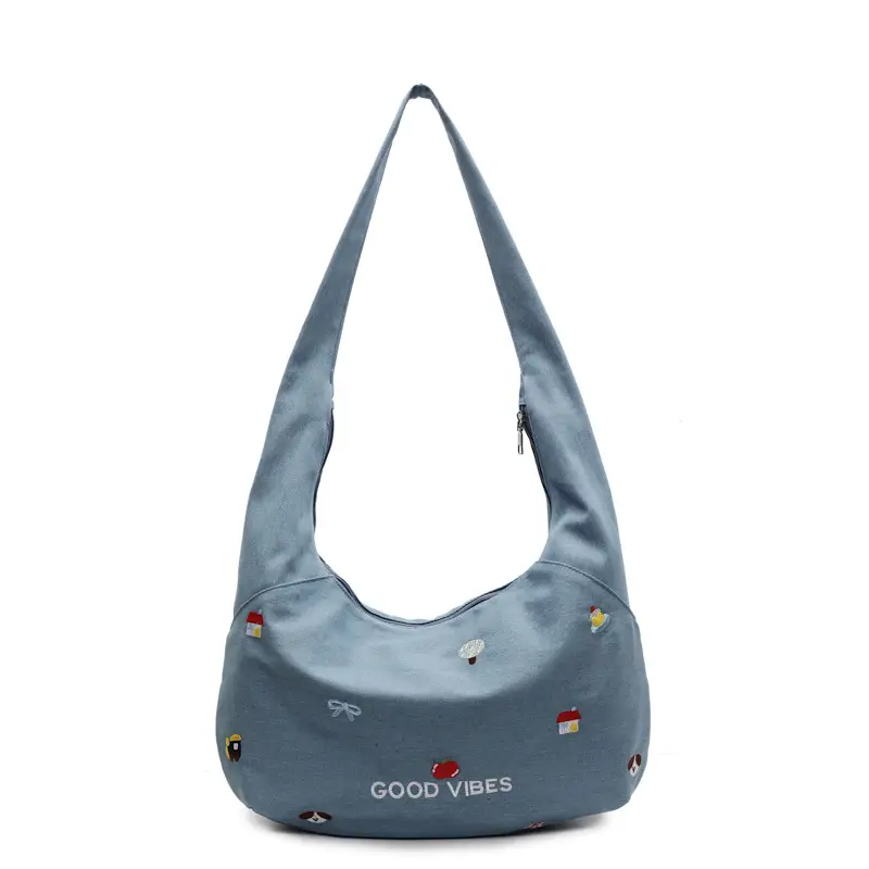 Blue Crossbody Denim Canvas Bag Large Capacity Women - Image 3