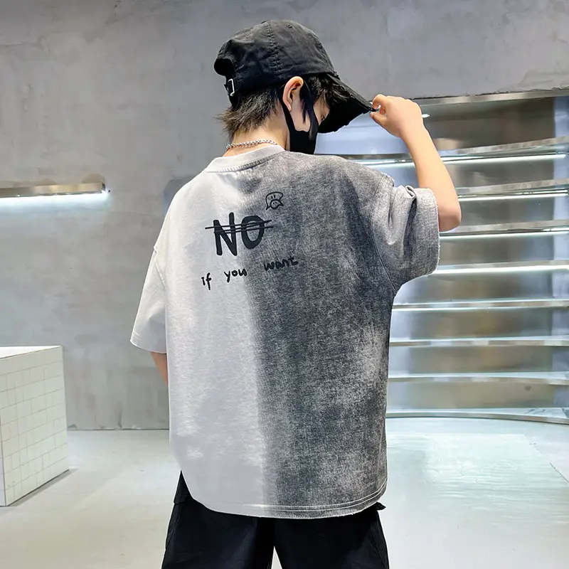 Summer Boys Gradient Letter T-Shirt New Kids Clothing — feature 1