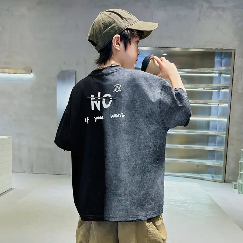 Summer Boys Gradient Letter T-Shirt New Kids Clothing — feature 10