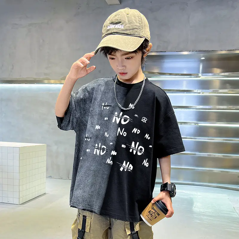 Summer Boys Gradient Letter T-Shirt New Kids Clothing — feature 12