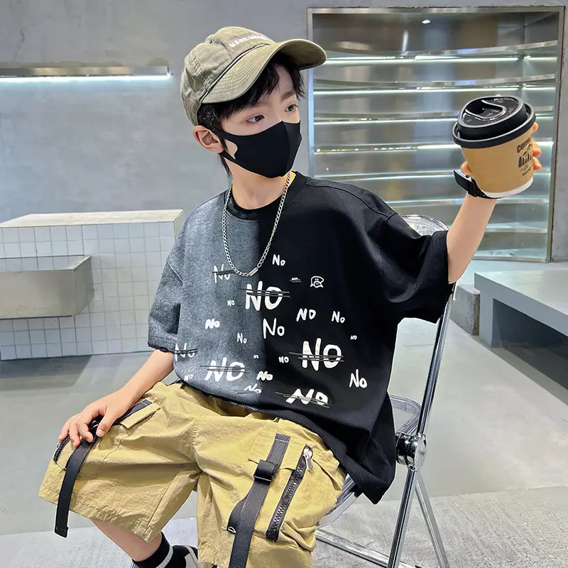 Summer Boys Gradient Letter T-Shirt New Kids Clothing — feature 13
