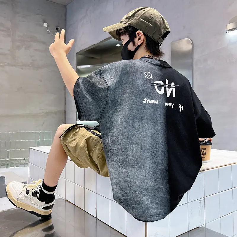 Summer Boys Gradient Letter T-Shirt New Kids Clothing — feature 15