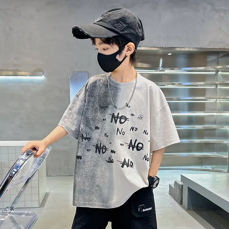 Summer Boys Gradient Letter T-Shirt New Kids Clothing — feature 18