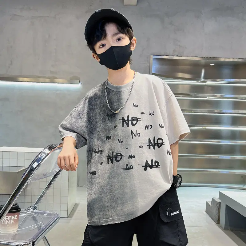 Summer Boys Gradient Letter T-Shirt New Kids Clothing — feature 19