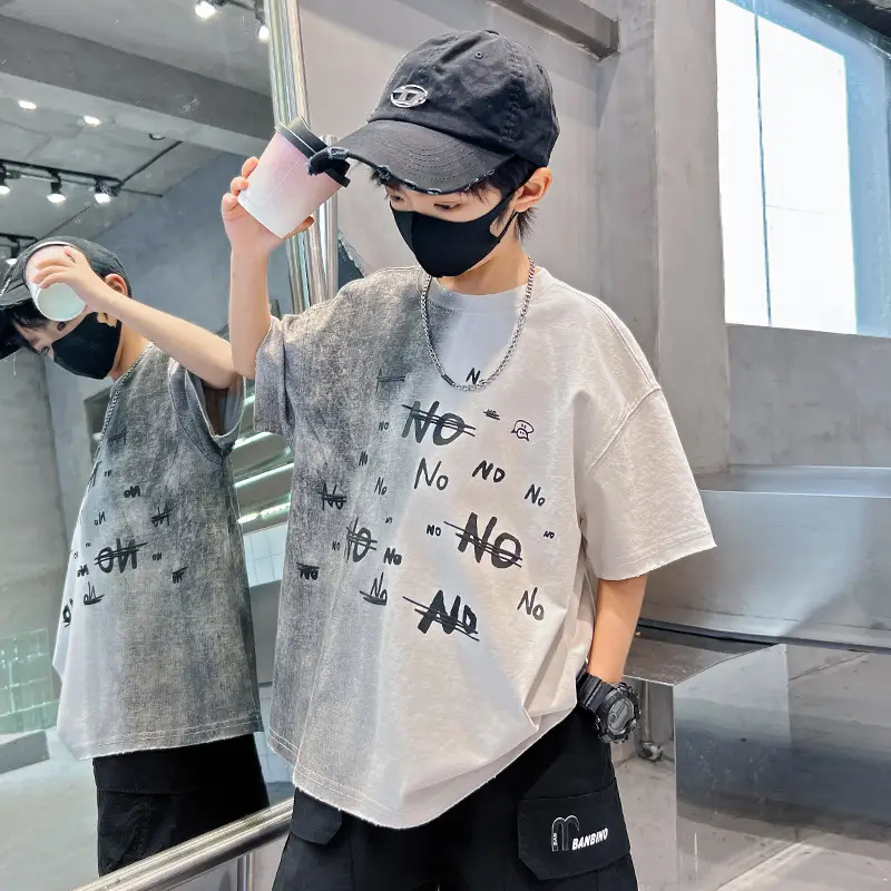 Summer Boys Gradient Letter T-Shirt New Kids Clothing — feature 21