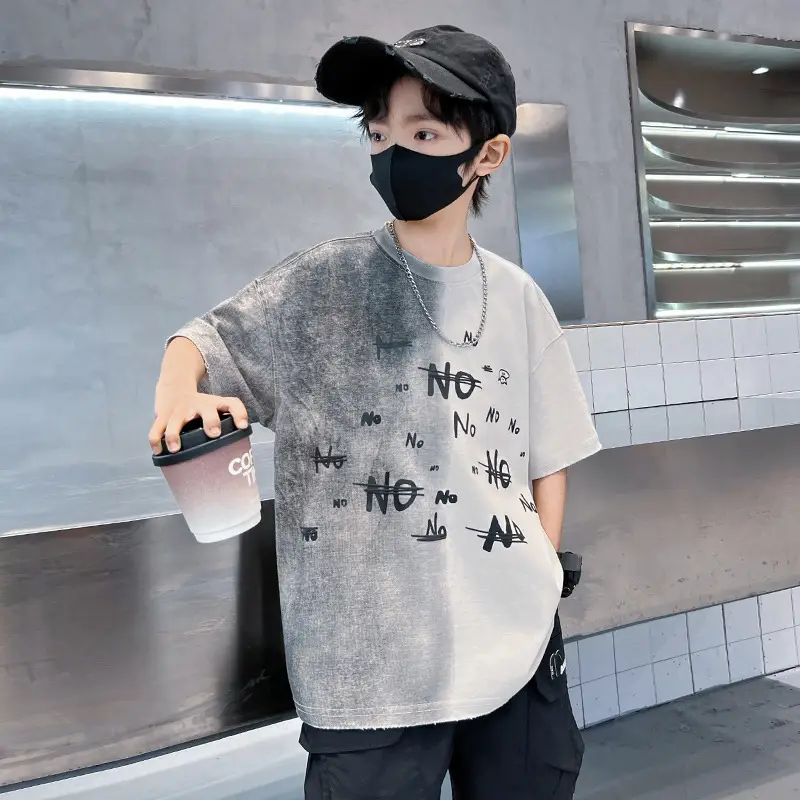 Summer Boys Gradient Letter T-Shirt New Kids Clothing — feature 22