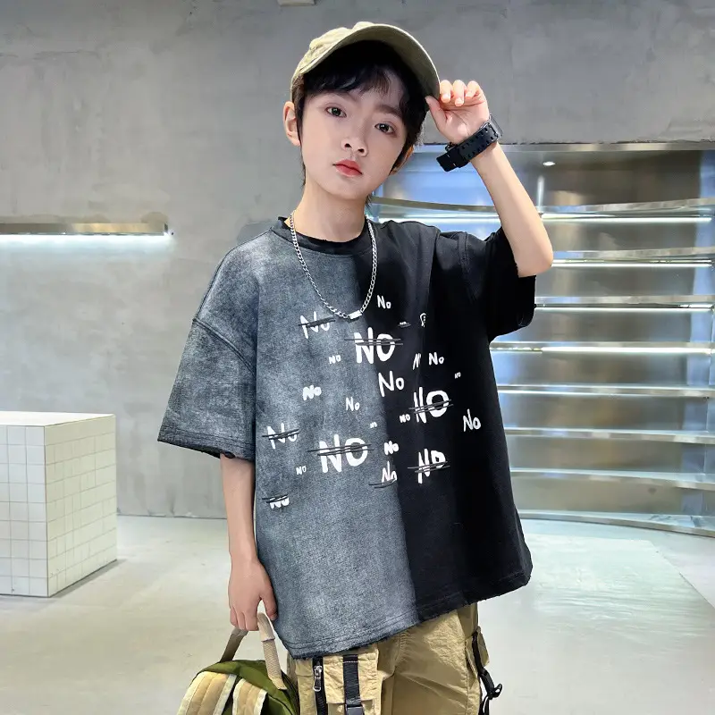 Summer Boys Gradient Letter T-Shirt New Kids Clothing — feature 9