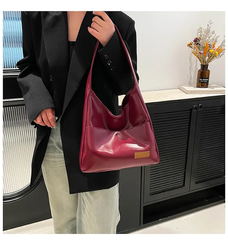 Red Leather Shoulder Bag for Women Large Capacity — feature 13