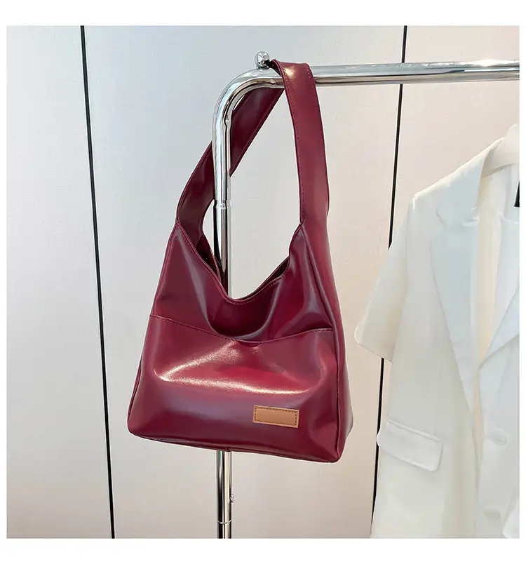 Red Leather Shoulder Bag for Women Large Capacity — feature 23