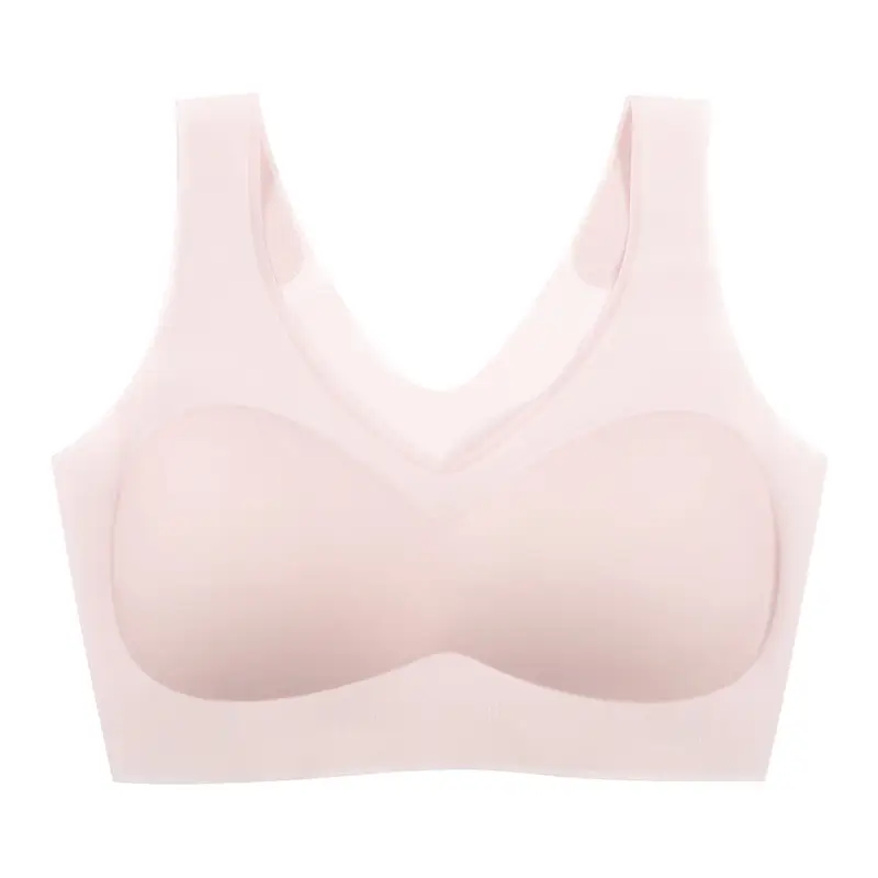 V-Neck Ultra-Thin Lycra Ice Silk Fixed Cup Seamless Underwear Small Chest - Image 3