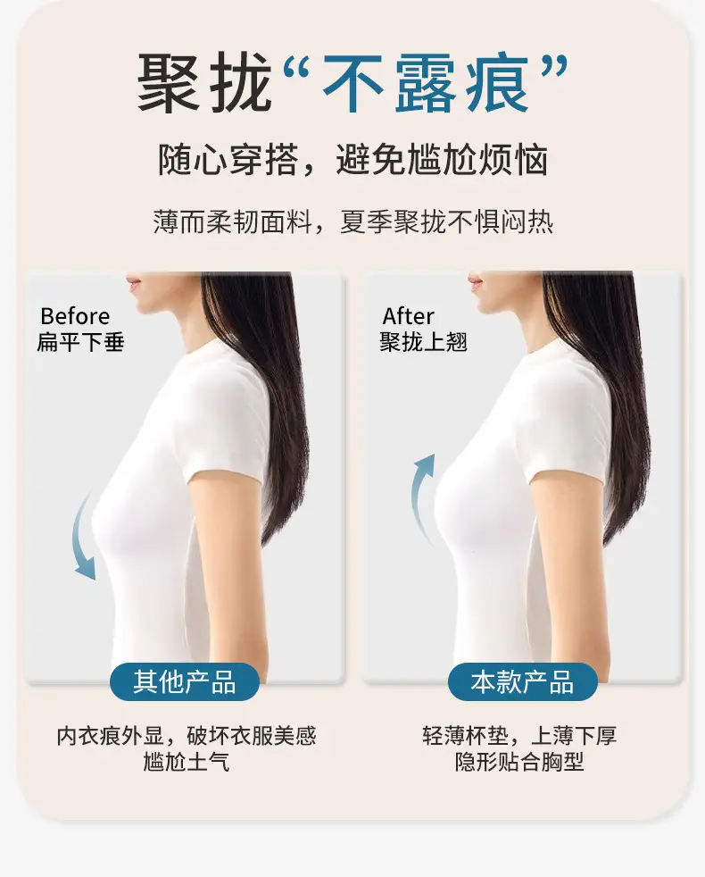 V-Neck Ultra-Thin Lycra Ice Silk Fixed Cup Seamless Underwear Small Chest — feature 10