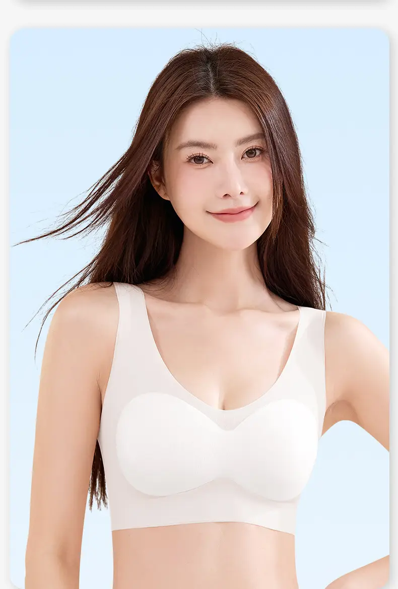 V-Neck Ultra-Thin Lycra Ice Silk Fixed Cup Seamless Underwear Small Chest — feature 26