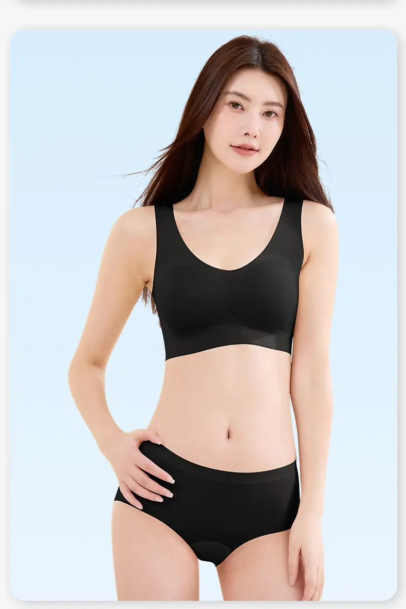 V-Neck Ultra-Thin Lycra Ice Silk Fixed Cup Seamless Underwear Small Chest — feature 27