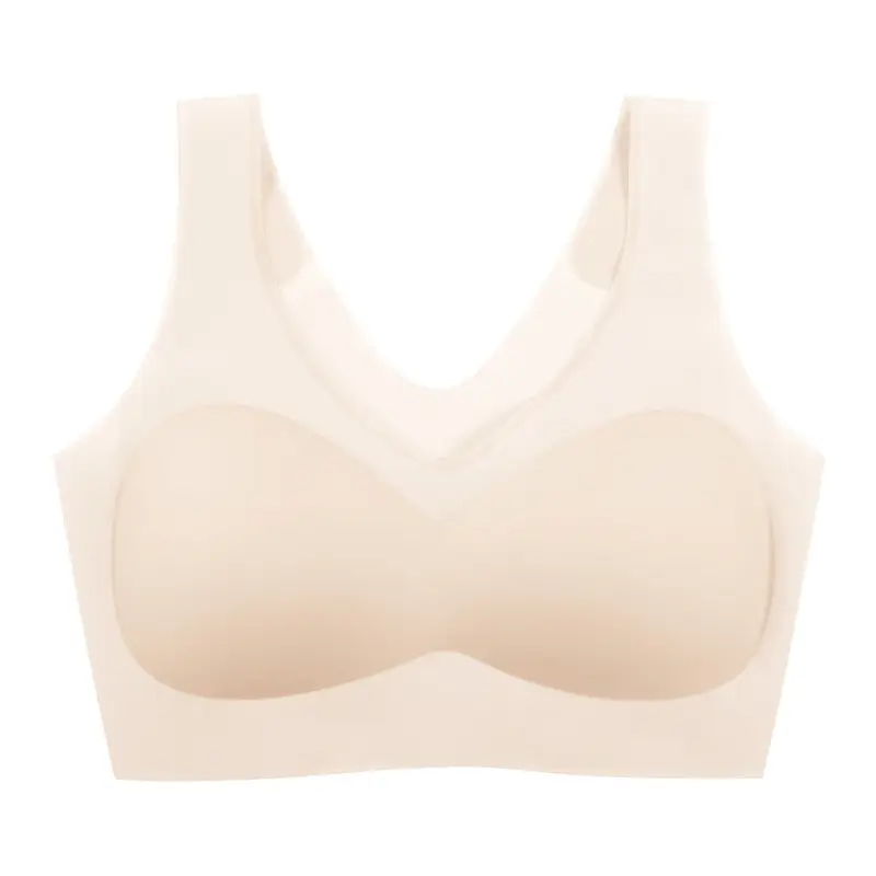 V-Neck Ultra-Thin Lycra Ice Silk Fixed Cup Seamless Underwear Small Chest - Image 2