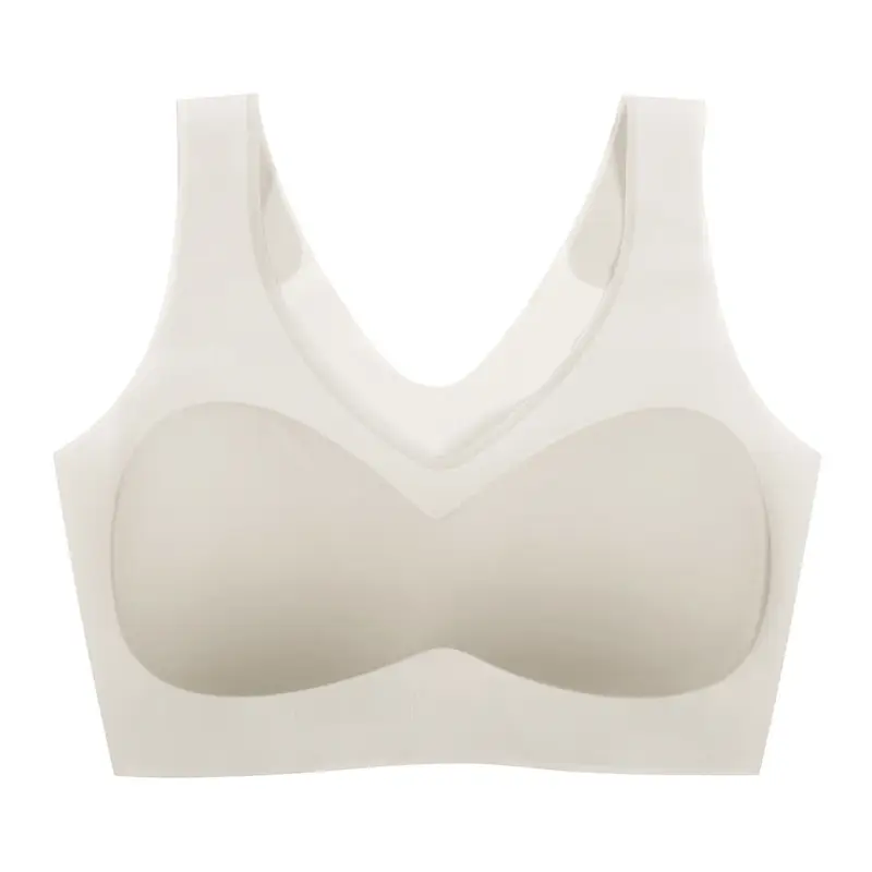 V-Neck Ultra-Thin Lycra Ice Silk Fixed Cup Seamless Underwear Small Chest - Image 4