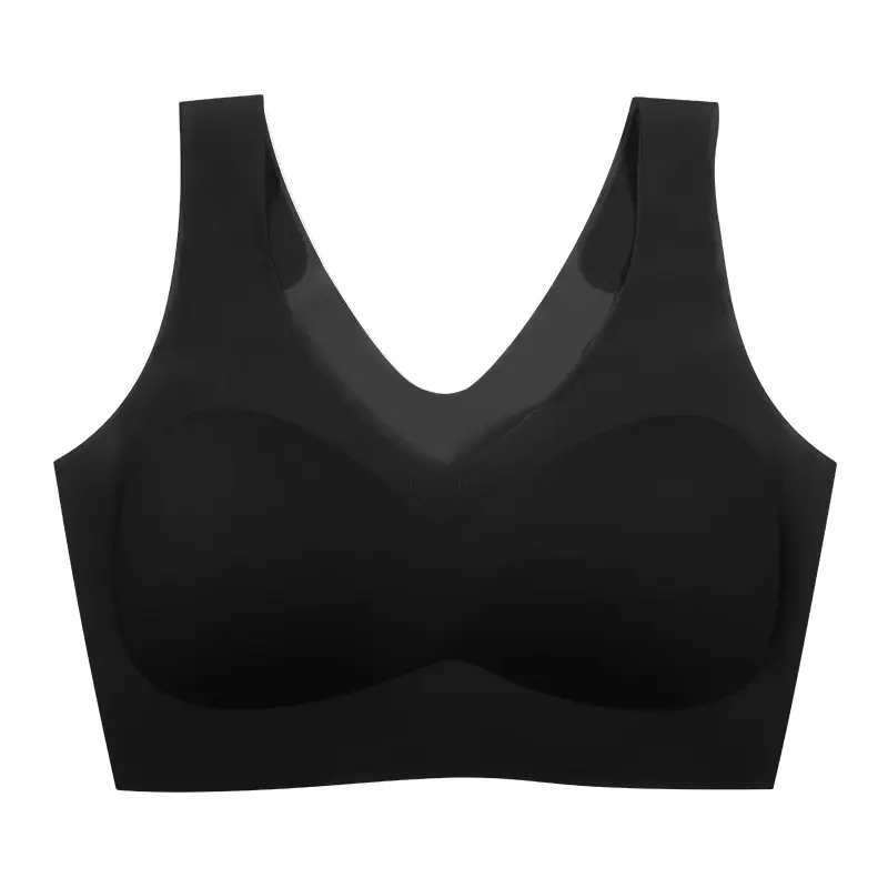 V-Neck Ultra-Thin Lycra Ice Silk Fixed Cup Seamless Underwear Small Chest - Image 5