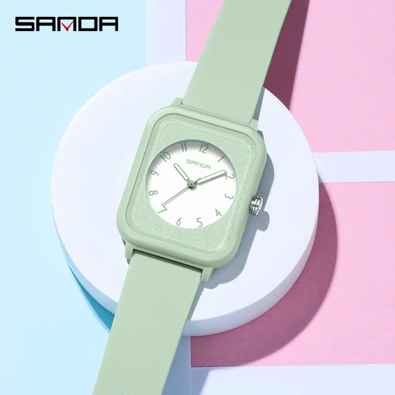 Sanda White Square Quartz Watch for Men Women