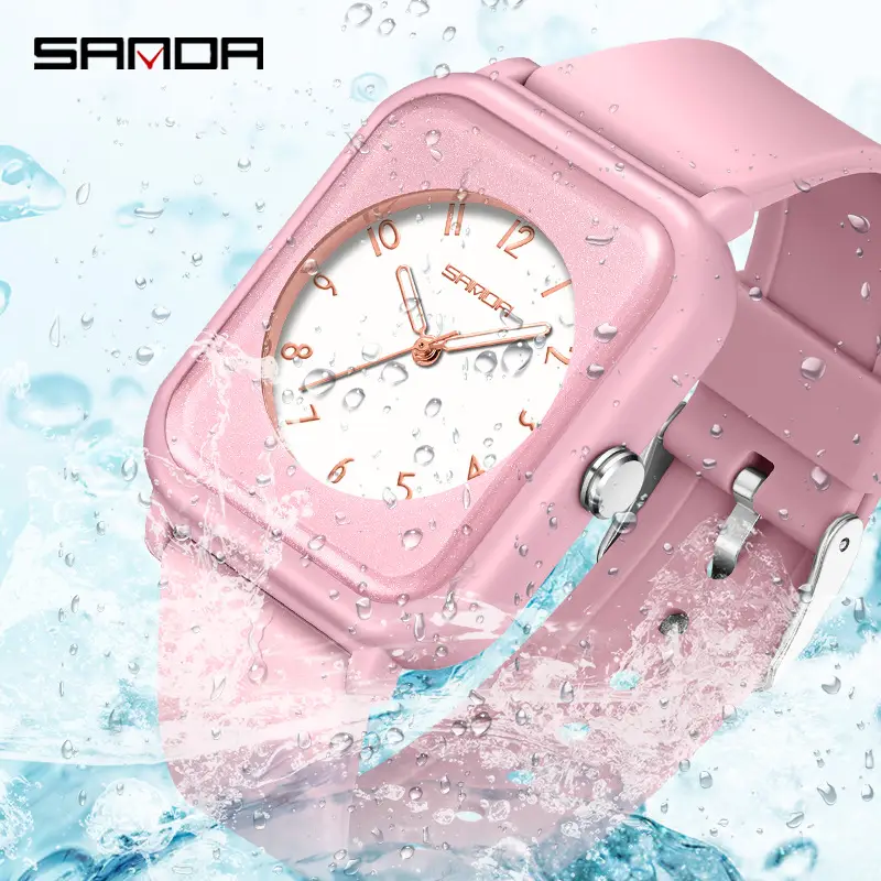 Sanda White Square Quartz Watch for Men Women