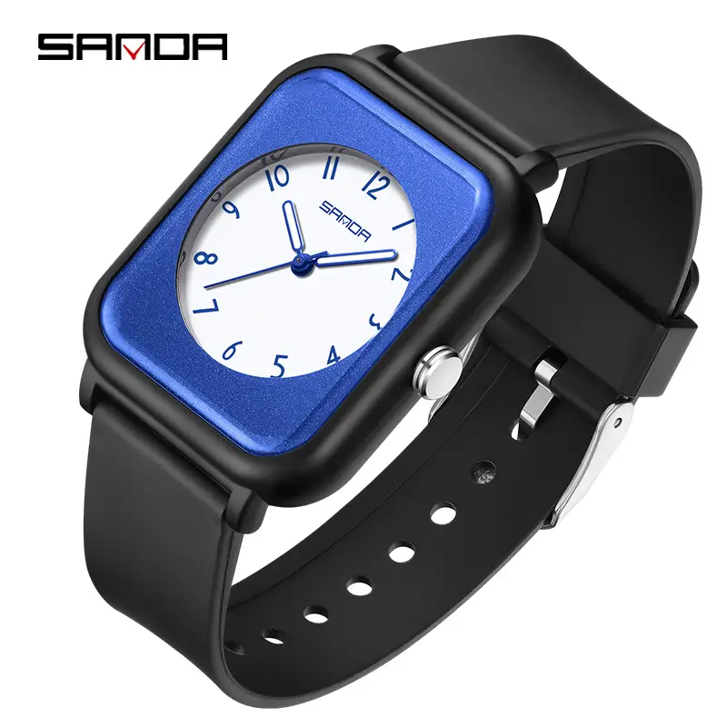 Sanda White Square Quartz Watch for Men Women