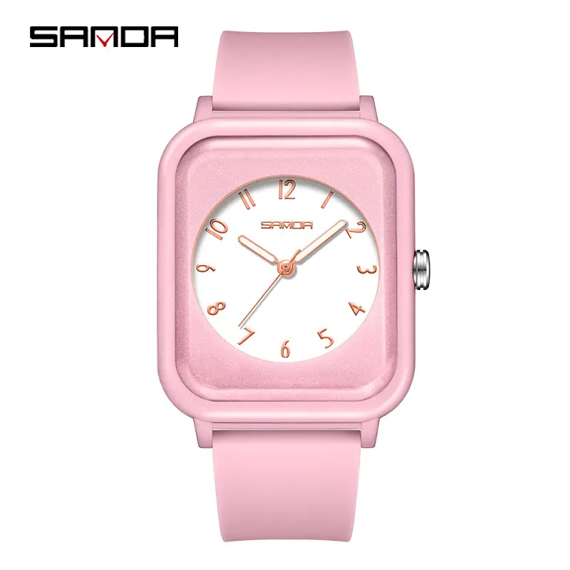 Sanda White Square Quartz Watch for Men Women