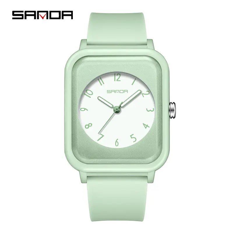 Sanda White Square Quartz Watch for Men Women