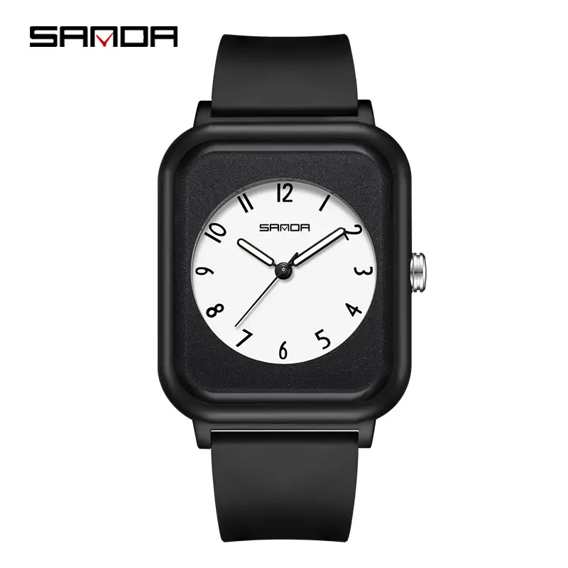 Sanda White Square Quartz Watch for Men Women