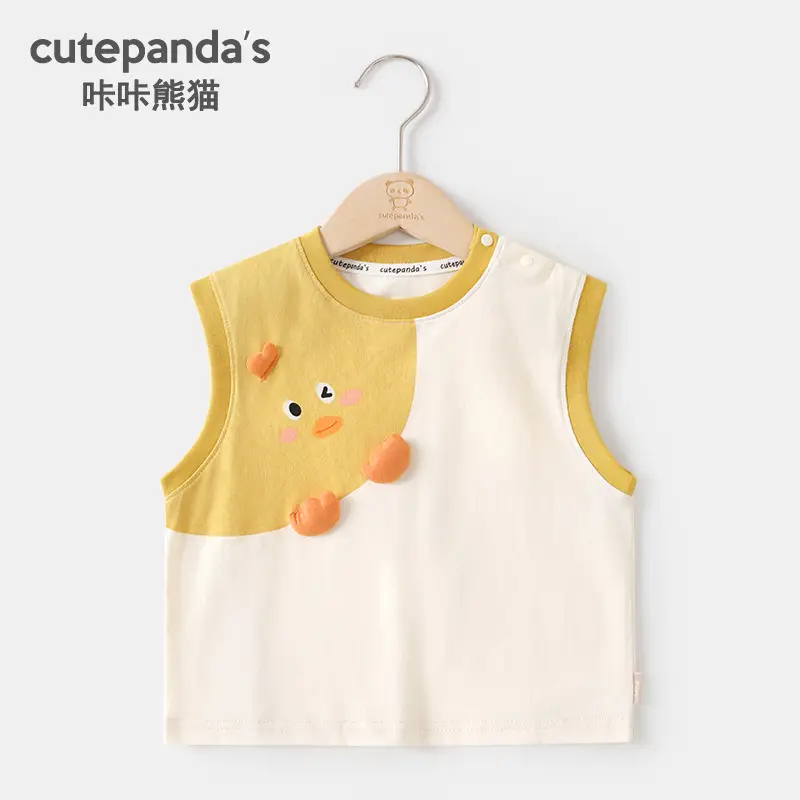 Baby Sleeveless T-Shirt Yellow White Duck Design - Image 4