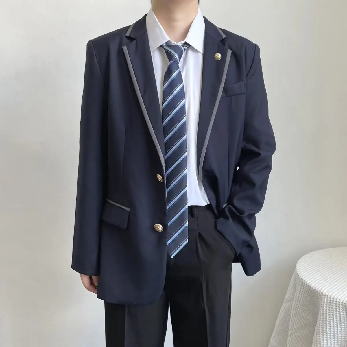 Dark Blue British Style Boys Suit for School & Sports — feature 10