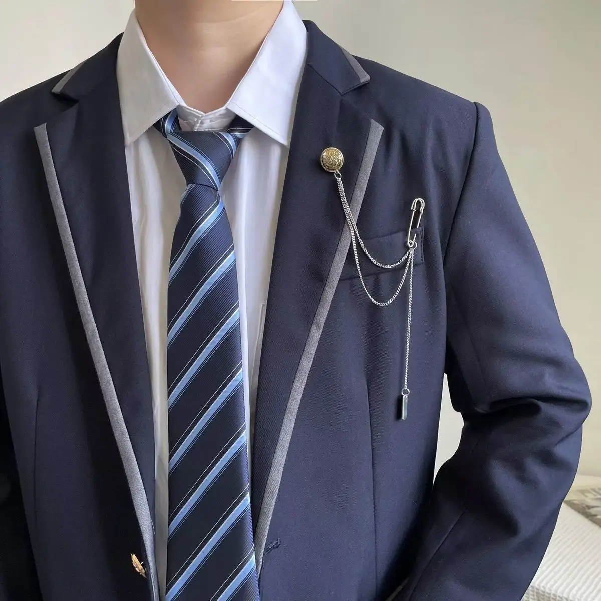 Dark Blue British Style Boys Suit for School & Sports — feature 12