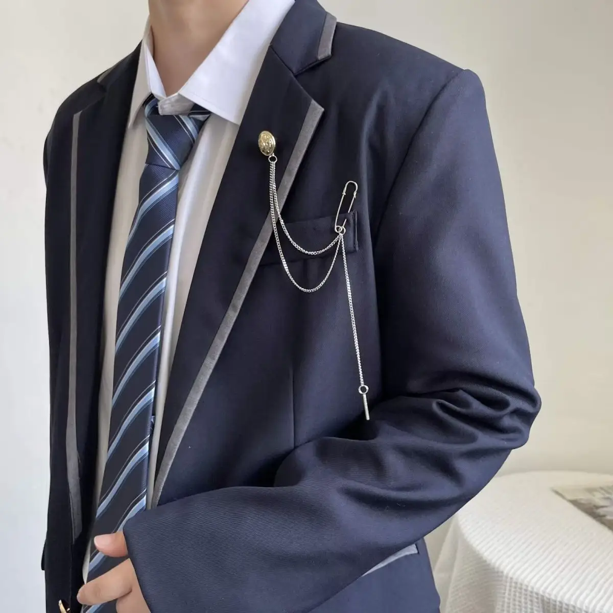 Dark Blue British Style Boys Suit for School & Sports — feature 14