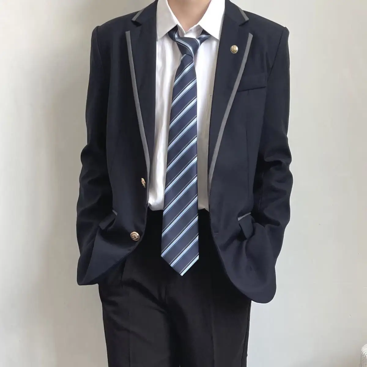 Dark Blue British Style Boys Suit for School & Sports — feature 18