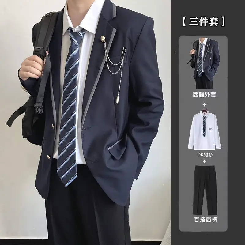 Dark Blue British Style Boys Suit for School & Sports — feature 2