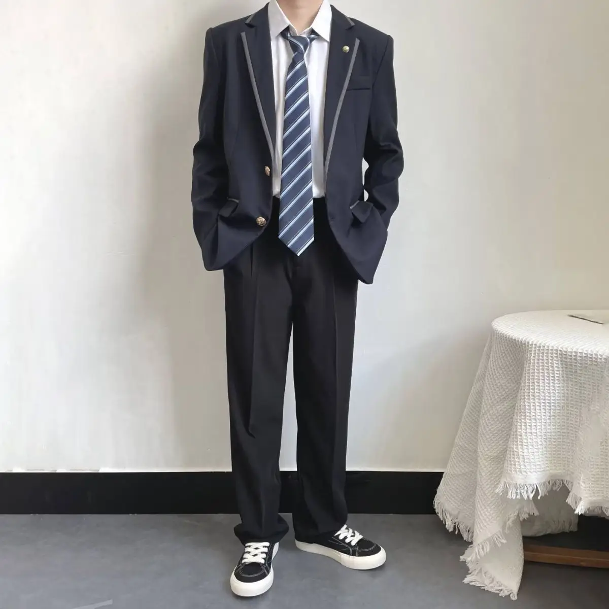 Dark Blue British Style Boys Suit for School & Sports — feature 20