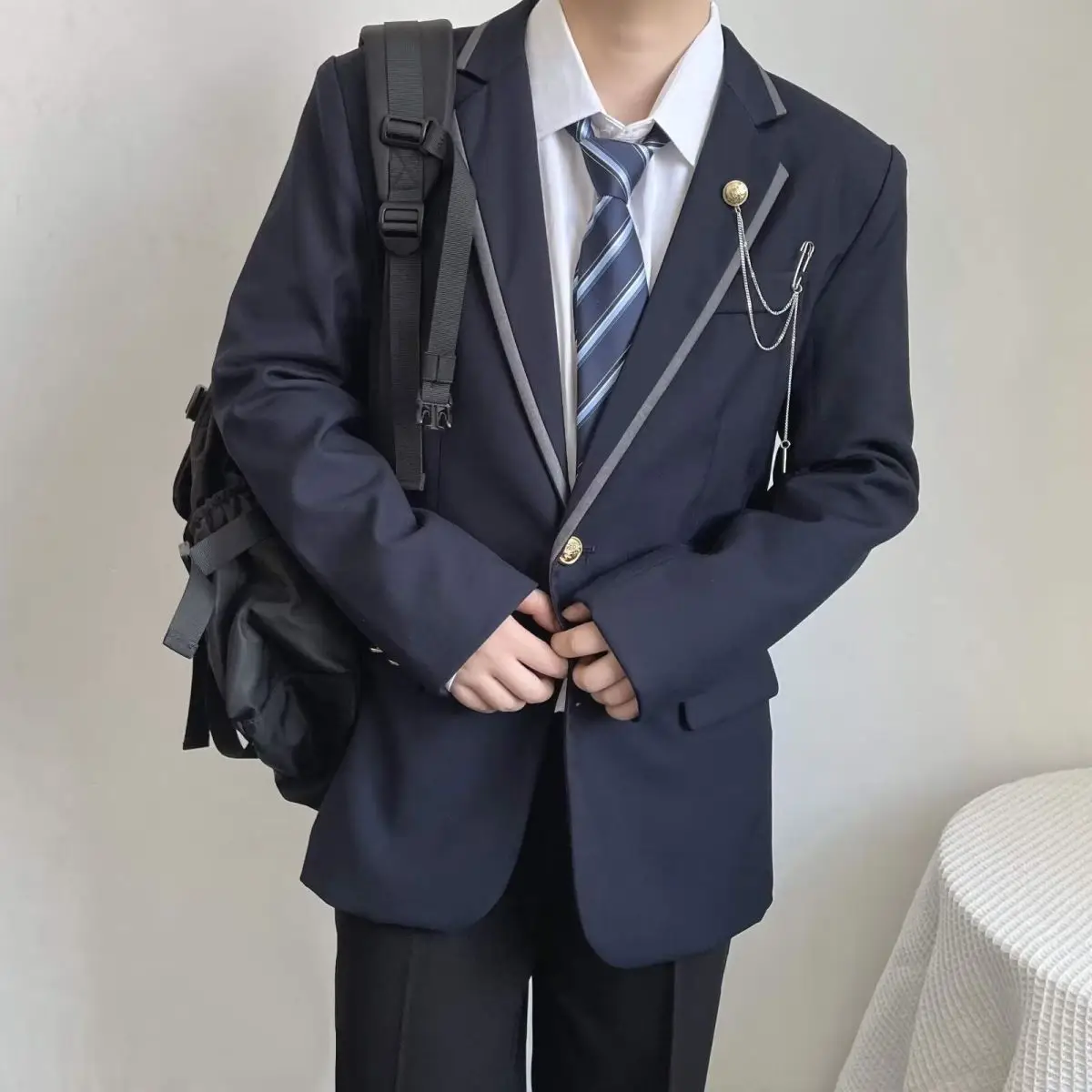 Dark Blue British Style Boys Suit for School & Sports — feature 6