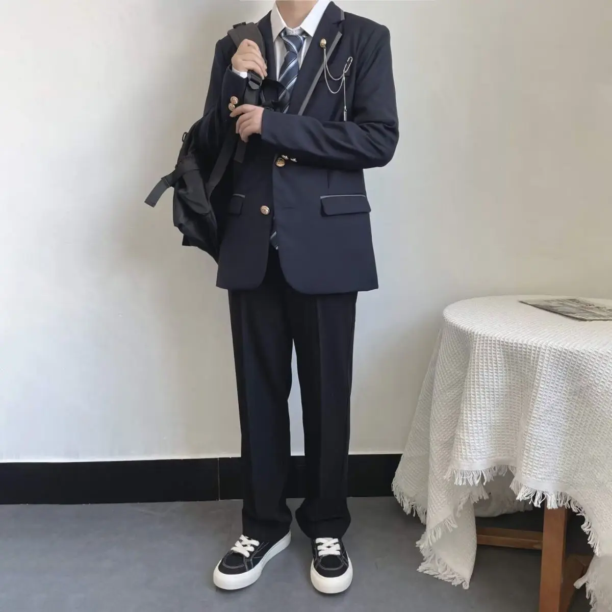 Dark Blue British Style Boys Suit for School & Sports — feature 8