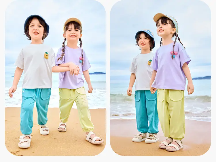 White Doodle Short Sleeve T-Shirt for Boys Girls Summer Wear — feature 13