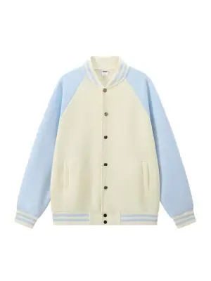 Women Green White Baseball Jacket College Uniform