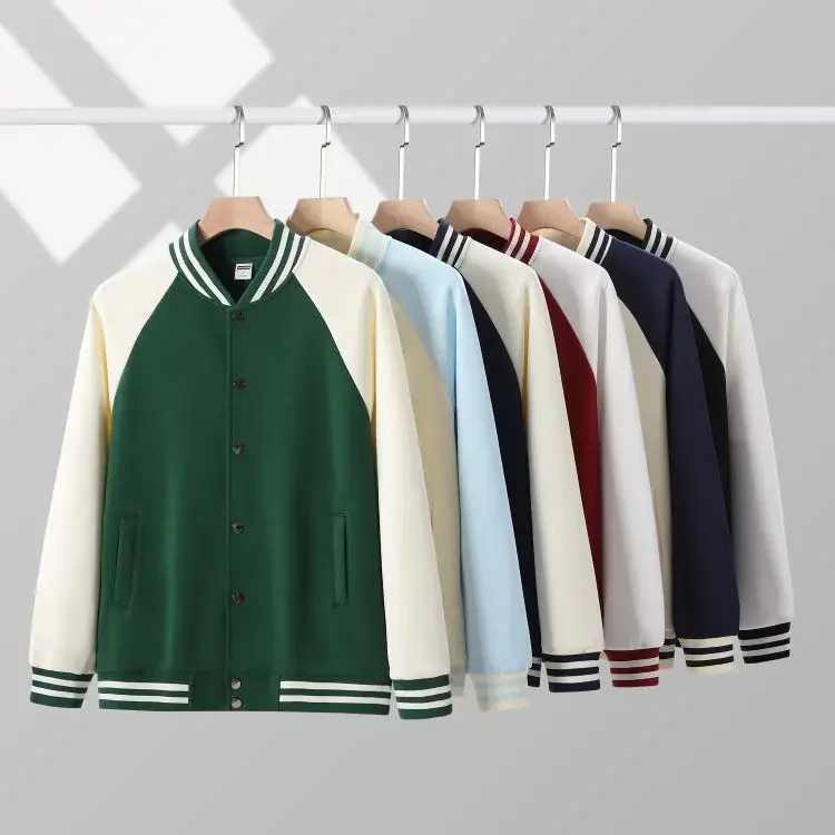 Women Green White Baseball Jacket College Uniform — feature 14